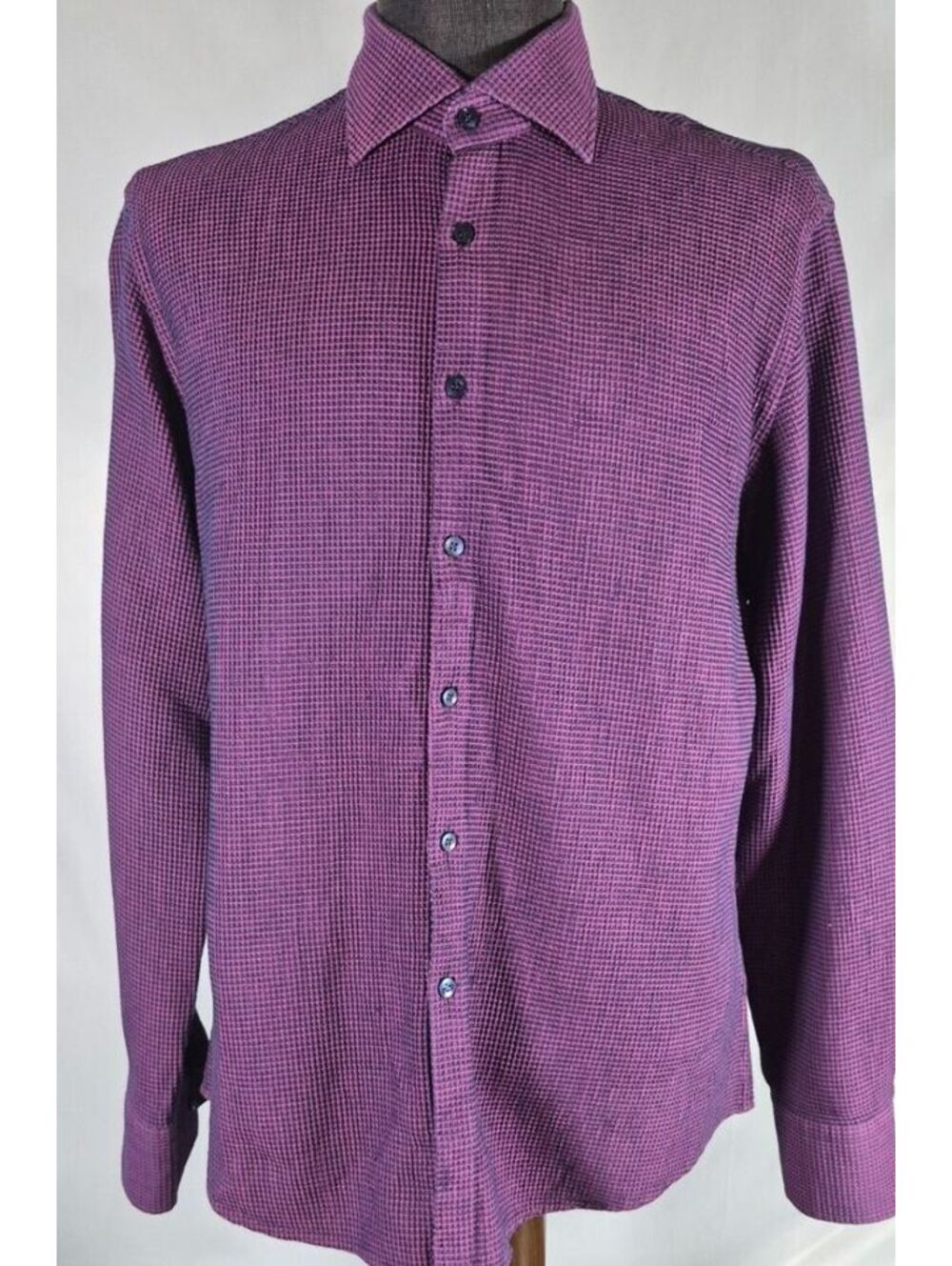 Stone Rose Purple Navy Textured Men’s Dress Shirt Size 5